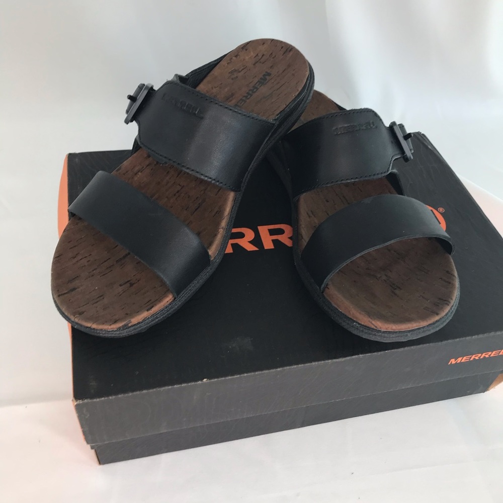 Women’s Merrell slides Black Sz 6 Leather